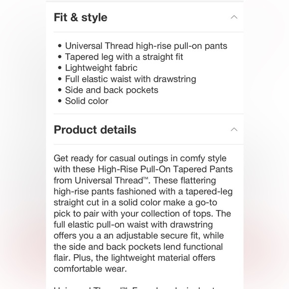 Women's High-Rise Pull-On Tapered Pants - Universal Thread™ Navy Blue 1X new - Picture 4 of 5